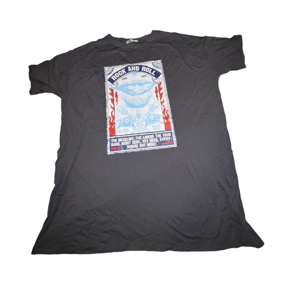 NanaMacs gray short sleeve men’s t-shirt size large with rock-n-roll iron on